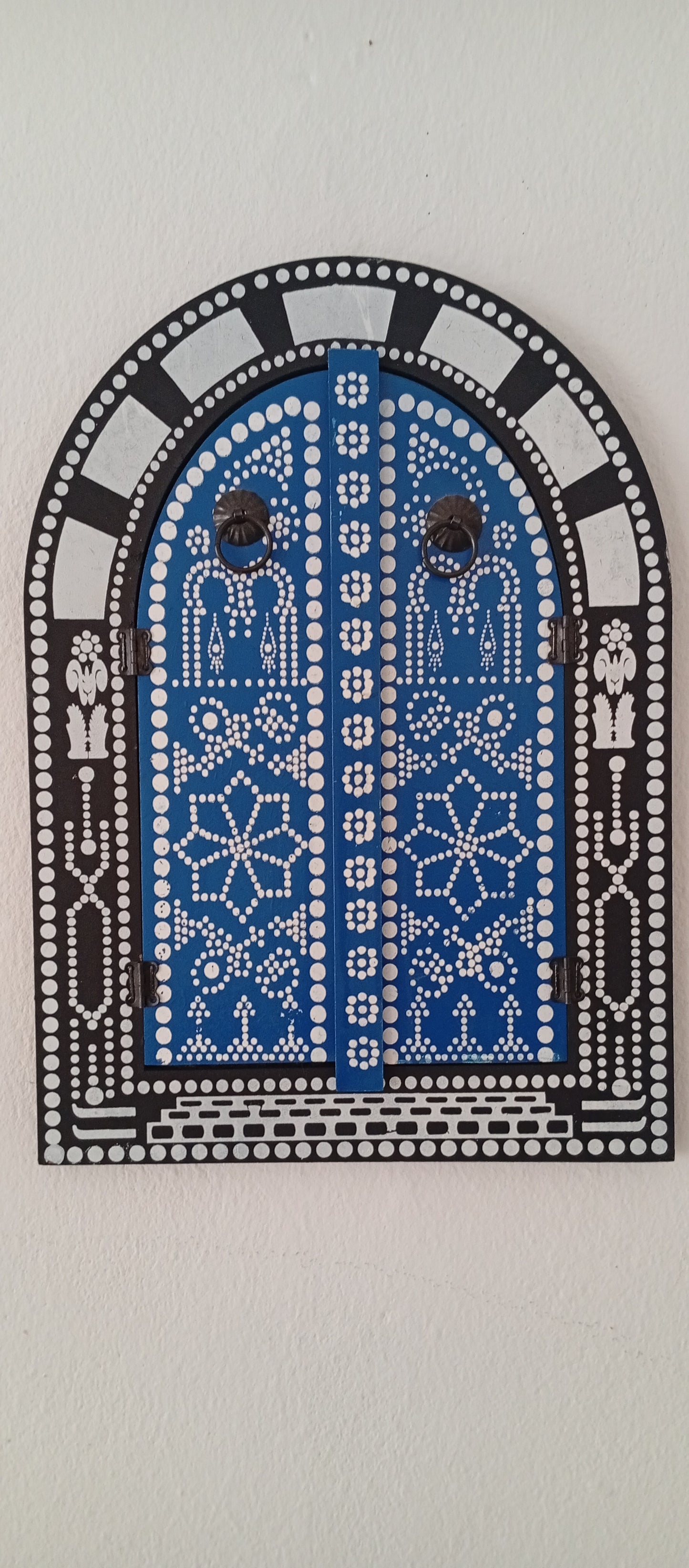 spiegel met deurtjes blauw